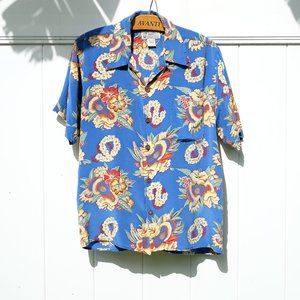 Vintage Silk Avanti Aloha  Shirt - “Ukulele Lei”